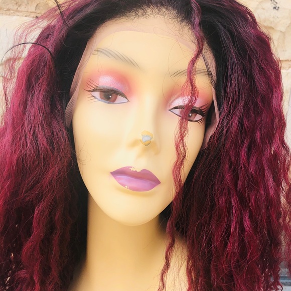 Burgundy Wine Spiral curls Lacefront Wig main image 14